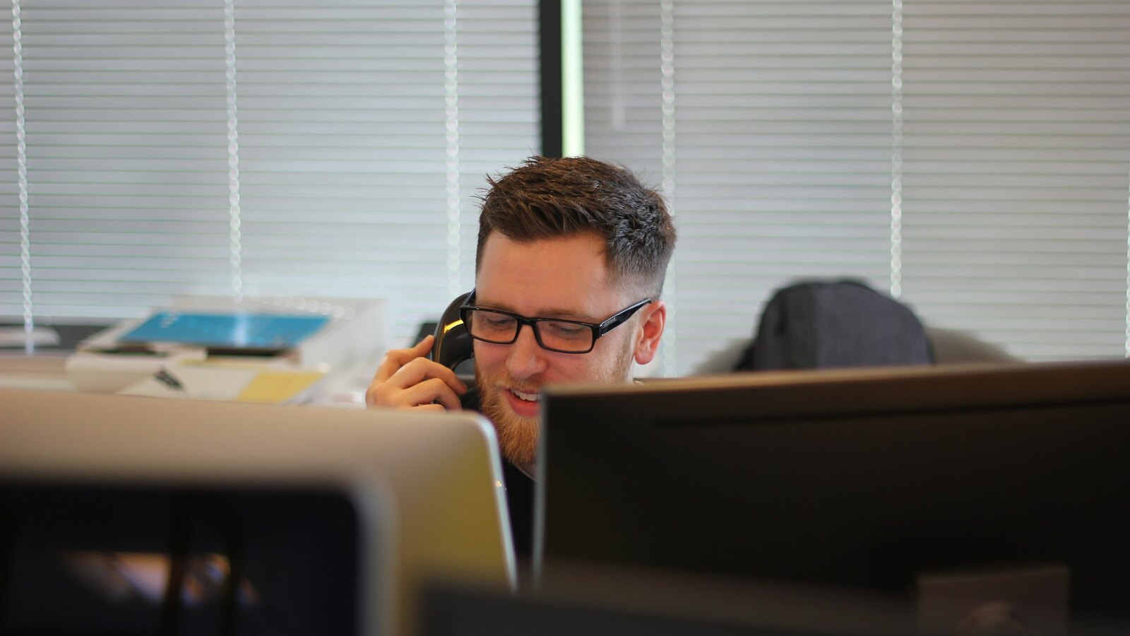 Customer support specialist with a headset